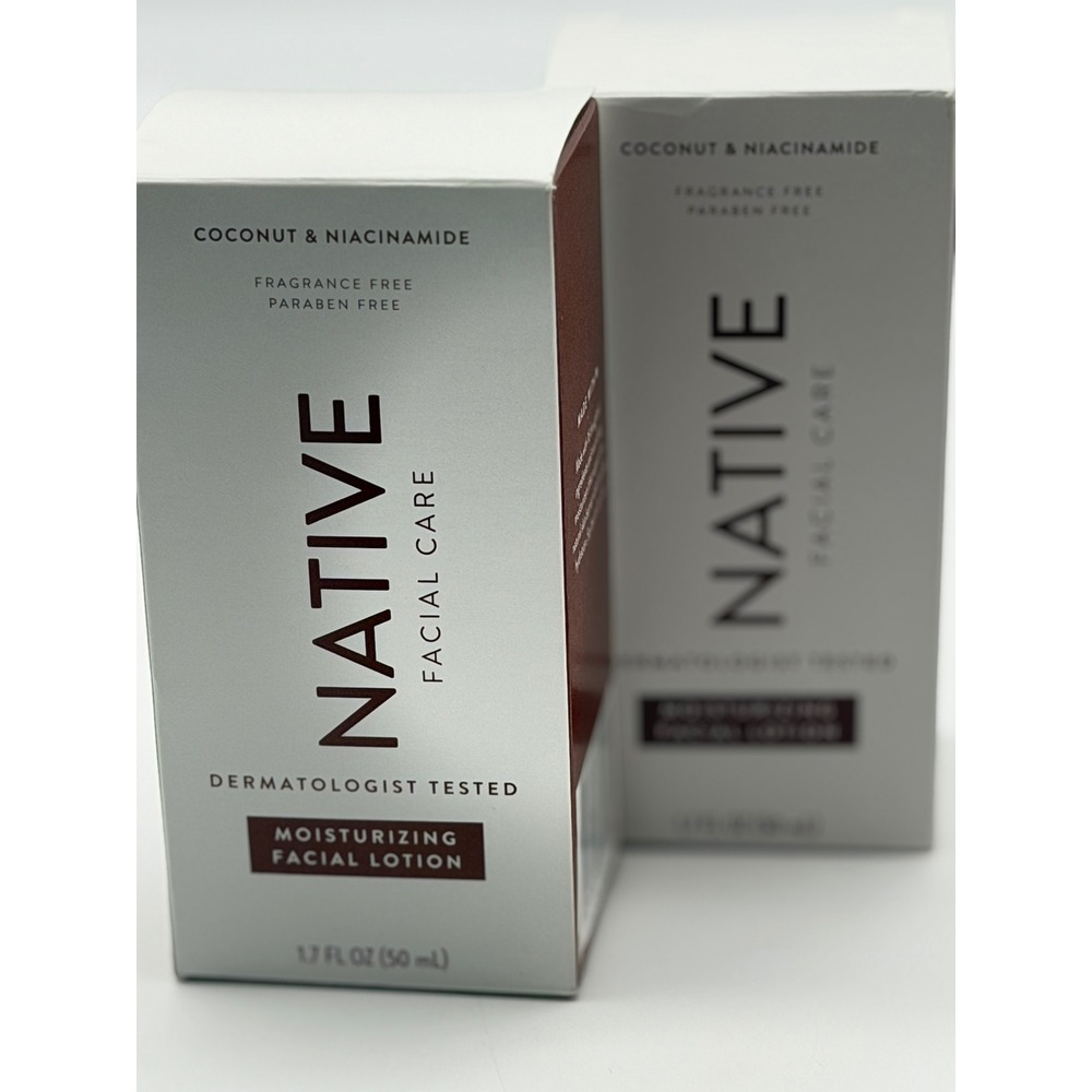Native Coconut & Niacinamide Moisturizing Facial Lotion Lot of 2 Fragrance Free